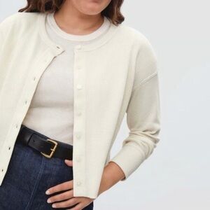 NWT Everlane off white waffle print button up